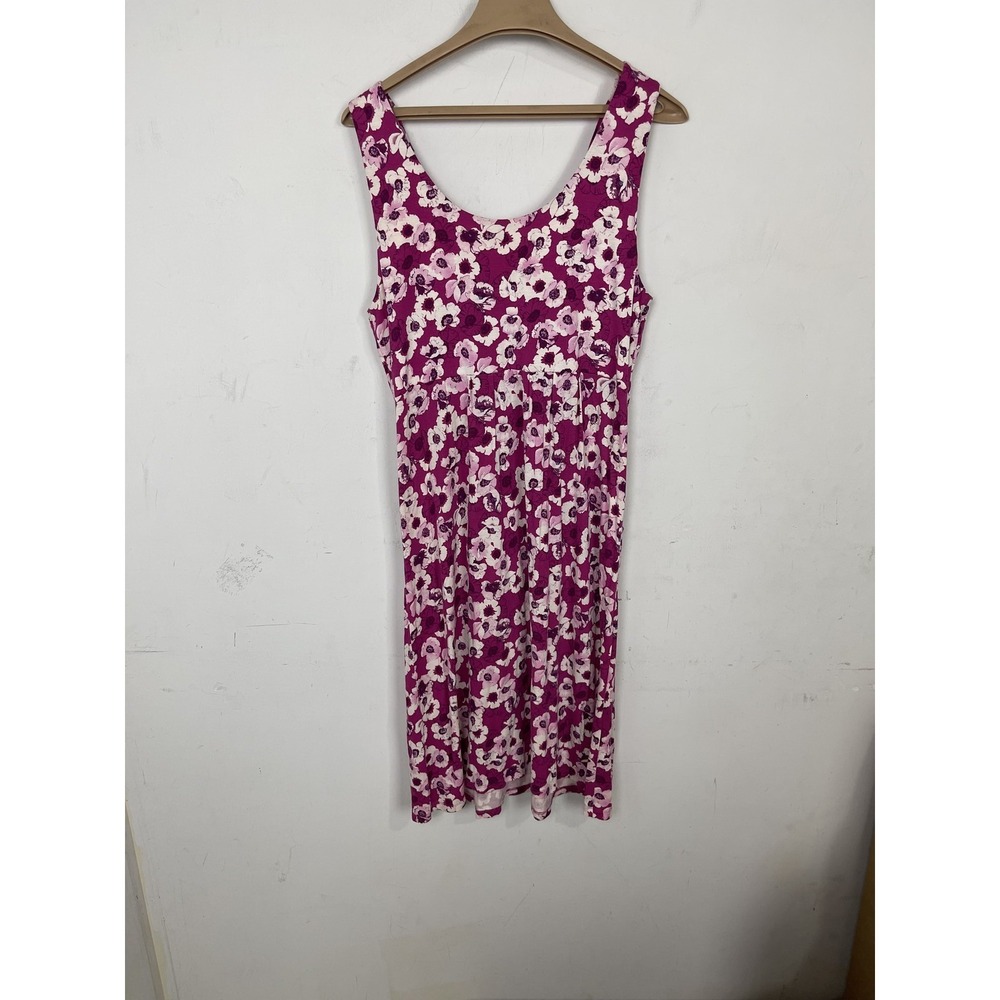 Garnet‎ Hill M Womens Magenta Floral Viscose Sleeveless Scoop Neck Midi Dress